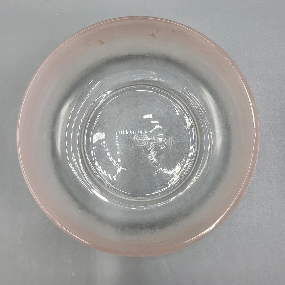 Butterfly Trinket Dish Vanity Jar Frosted Pink Glass Gold Accents Hand Painted